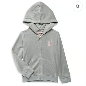 Juicy Couture Gray Velour Hoodie with Pink Logo Y2k STYLE NWT SIZE 12